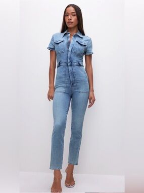 Good American Denim Utility Jumpsuit NWT Size M $199